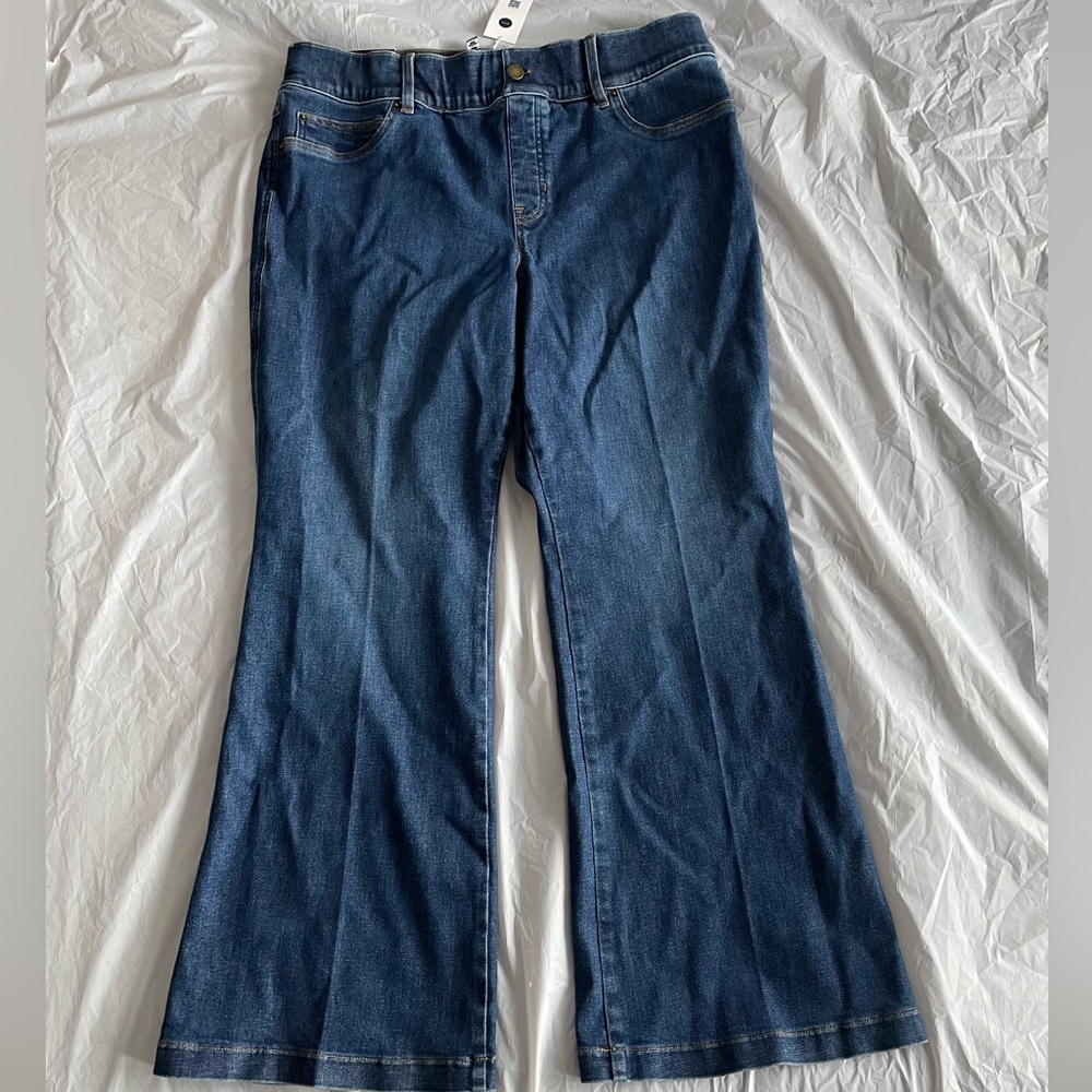 NWT SPANX Women's Pull on Dark Blue Flare Jeans size 2X short